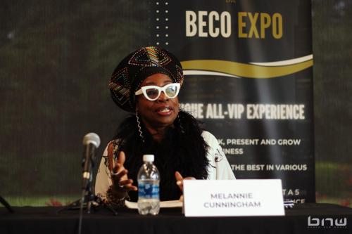 Melannie Cunningham speaks at the 2024 BECO EXPO