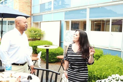 Winferd Baker and Lorna Pack in the Smoke and Sip Courtyards at the 2024 BECO EXPO